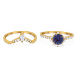 Two Piece Round Natural Stone Chevron Ring
