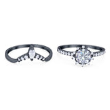Two Piece Round Natural Stone Chevron Ring