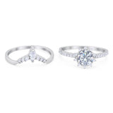 Two Piece Round Natural Stone Chevron Ring
