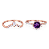 Two Piece Round Natural Stone Chevron Ring