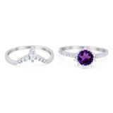 Two Piece Round Natural Stone Chevron Ring