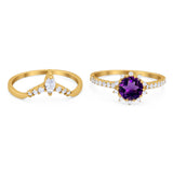 Two Piece Round Natural Stone Chevron Ring