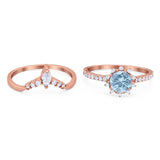 Two Piece Round Natural Stone Chevron Ring