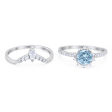 Two Piece Round Natural Stone Chevron Ring