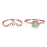 Two Piece Round Natural Stone Chevron Ring