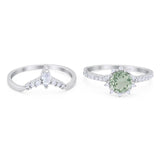 Two Piece Round Natural Stone Chevron Ring