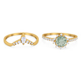 Two Piece Round Natural Stone Chevron Ring