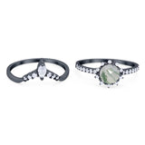 Two Piece Round Natural Stone Chevron Ring