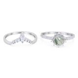 Two Piece Round Natural Stone Chevron Ring