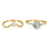 Two Piece Round Natural Stone Chevron Ring