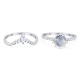 Two Piece Round Natural Stone Chevron Ring