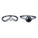 Two Piece Round Natural Stone Chevron Ring
