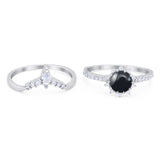 Two Piece Round Natural Stone Chevron Ring