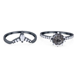 Two Piece Round Natural Stone Chevron Ring