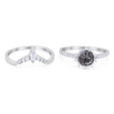 Two Piece Round Natural Stone Chevron Ring