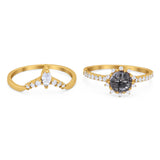 Two Piece Round Natural Stone Chevron Ring