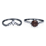 Two Piece Round Natural Stone Chevron Ring