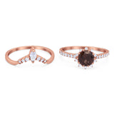 Two Piece Round Natural Stone Chevron Ring