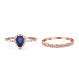 Two Piece Pear Teardrop Natural Stone Ring