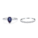 Two Piece Pear Teardrop Natural Stone Ring