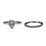 Two Piece Pear Teardrop Natural Stone Ring