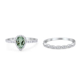 Two Piece Pear Teardrop Natural Stone Ring
