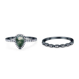Two Piece Pear Teardrop Natural Stone Ring