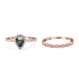 Two Piece Pear Teardrop Natural Stone Ring