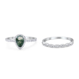 Two Piece Pear Teardrop Natural Stone Ring