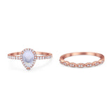 Two Piece Pear Teardrop Natural Stone Ring