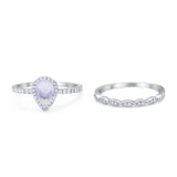 Two Piece Pear Teardrop Natural Stone Ring