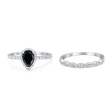Two Piece Pear Teardrop Natural Stone Ring