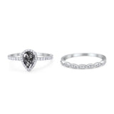 Two Piece Pear Teardrop Natural Stone Ring