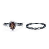 Two Piece Pear Teardrop Natural Stone Ring