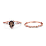 Two Piece Pear Teardrop Natural Stone Ring