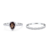 Two Piece Pear Teardrop Natural Stone Ring