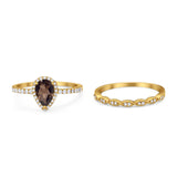Two Piece Pear Teardrop Natural Stone Ring