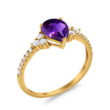 Pear Teardrop Natural Stone Wedding Ring