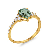 Pear Teardrop Natural Stone Wedding Ring