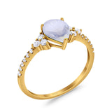 Pear Teardrop Natural Stone Wedding Ring