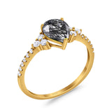 Pear Teardrop Natural Stone Wedding Ring