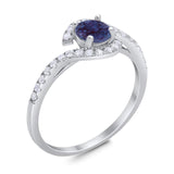 Round Natural Stone Curved Art Deco Ring