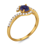 Round Natural Stone Curved Art Deco Ring