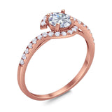 Round Natural Stone Curved Art Deco Ring