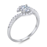 Round Natural Stone Curved Art Deco Ring