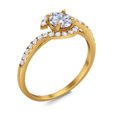 Round Natural Stone Curved Art Deco Ring