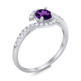 Round Natural Stone Curved Art Deco Ring