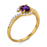 Round Natural Stone Curved Art Deco Ring