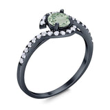 Round Natural Stone Curved Art Deco Ring