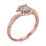 Round Natural Stone Curved Art Deco Ring